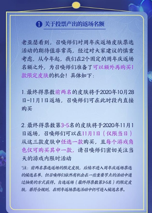 王者荣耀返场投票入口2020是什么？ 5周年返场皮肤投票地址解析