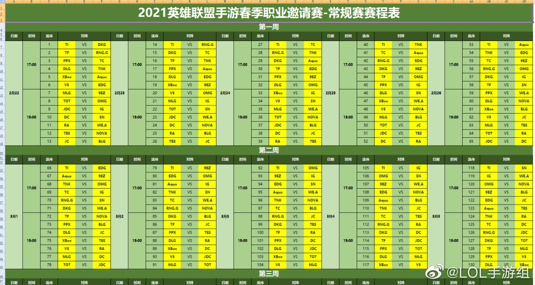 《英雄联盟手游》春季职业邀请赛赛程公布